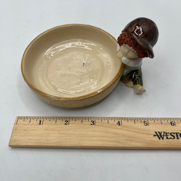 Ceramic Round Ceramic Bowl Storage Home Decor Piece Little Boy Sitting - Picture 9 of 11